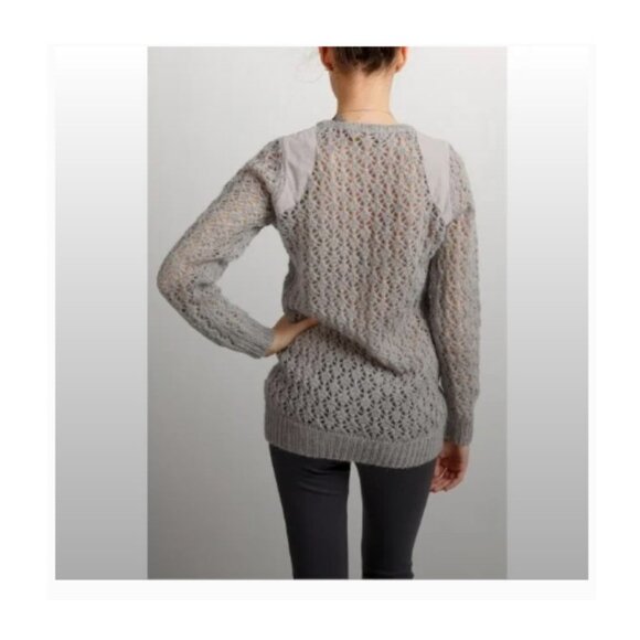 7 For All Mankind Wool Blend Open Knit Sweater Womens Gray XS - Picture 11 of 12